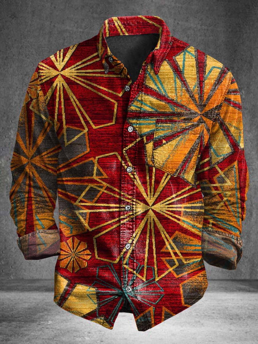 Camisa de manga larga casual con estampado Totem radiante