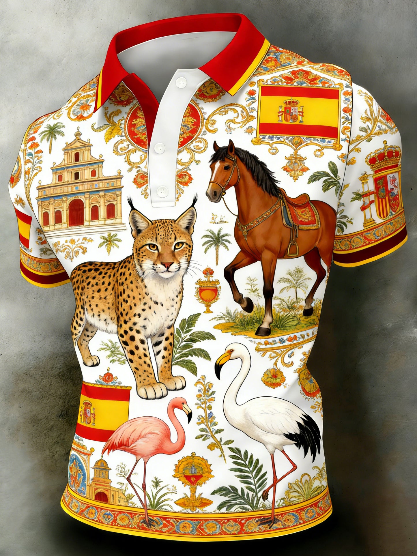 Polo español con estampado animal para hombre