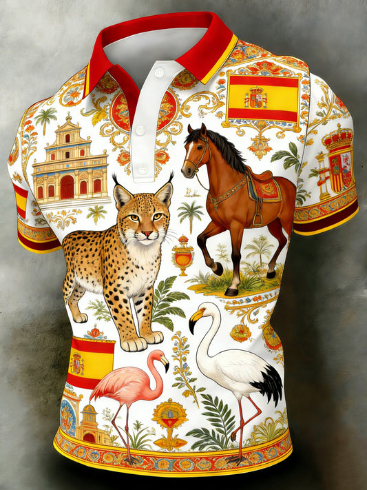 Polo español con estampado animal para hombre