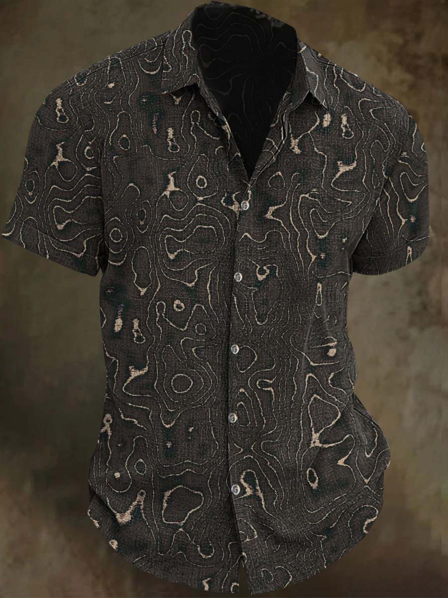 Camisa de manga corta casual con estampado de ondulación de agua abstracta