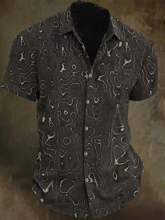 Camisa de manga corta casual con estampado de ondulación de agua abstracta