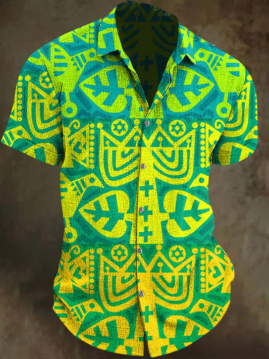 Camisa de manga corta casual con estampado étnico Totem