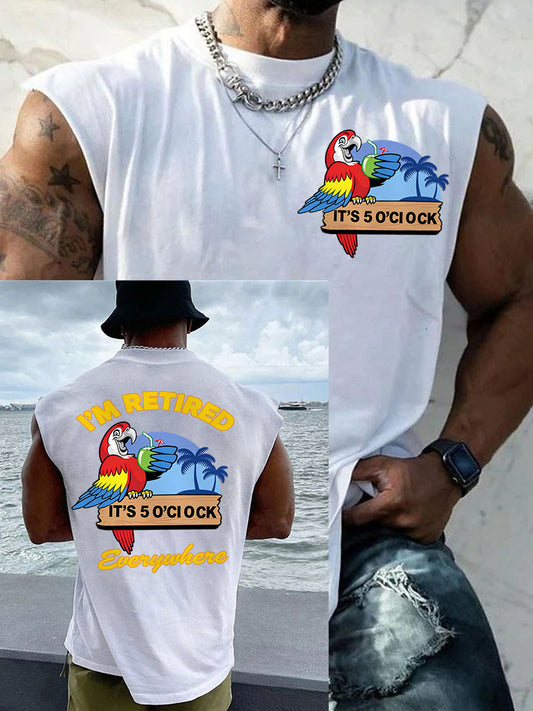 Hombres I'm Retired It's 5 O'clock Everywhere Parrot Casual Tank Top