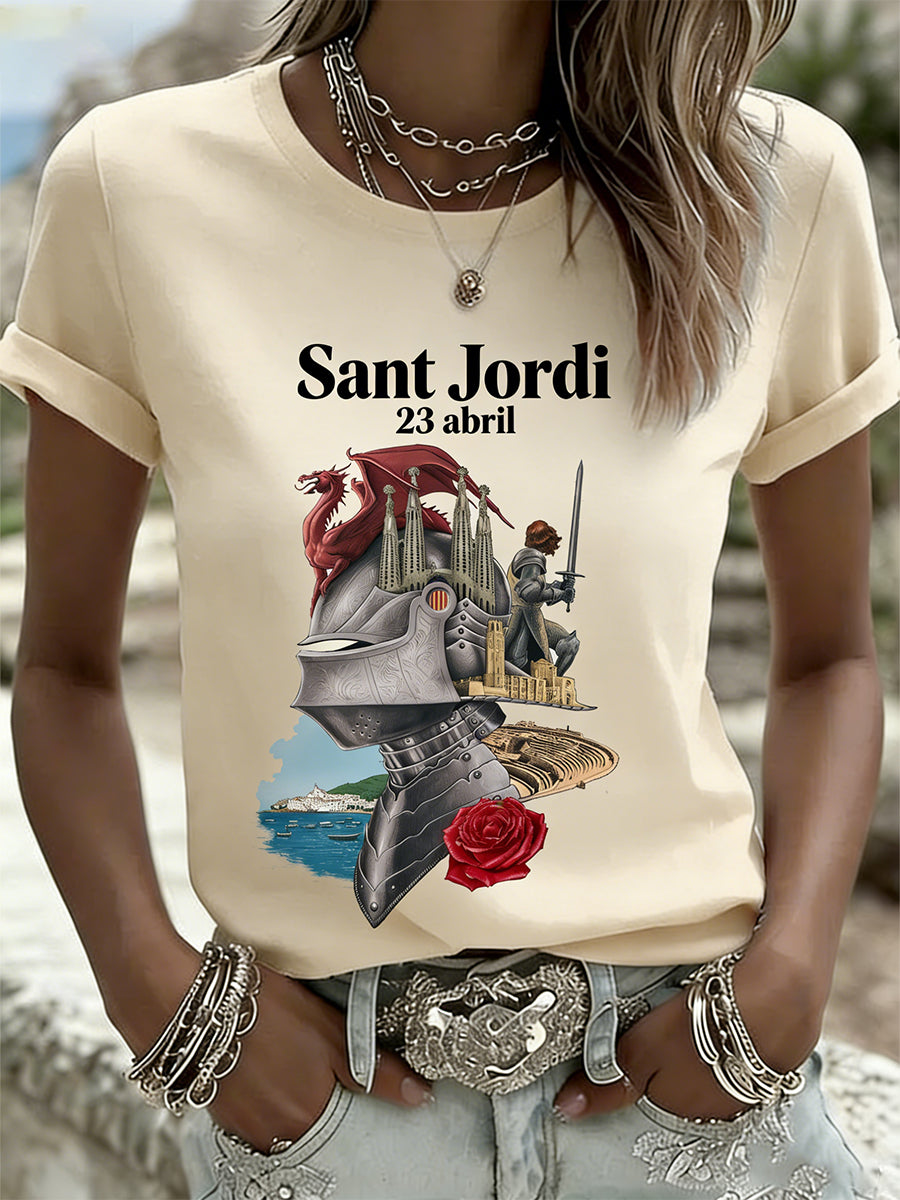 Camiseta estampada del Día de San Jorge para mujer
