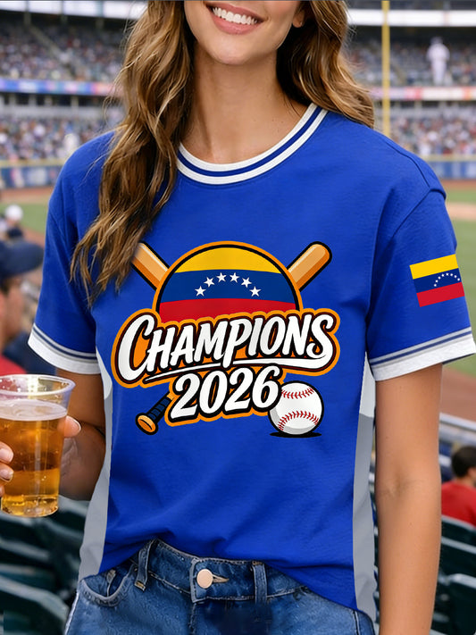 Camiseta con estampado Celebrate Venezuela 2026 Baseball Champions de mujer