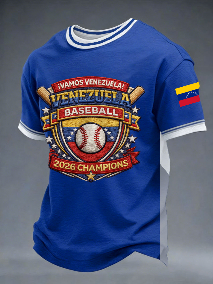 Camiseta casual con estampado de los campeones de béisbol de Venezuela 2026 para hombre