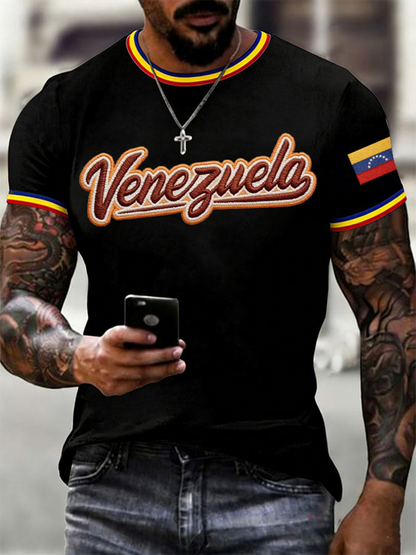 Camiseta de beisbol para hombre de Venezuela, estampada, de manga corta
