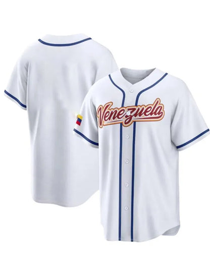 Camisa casual con estampado de béisbol de Venezuela para hombre