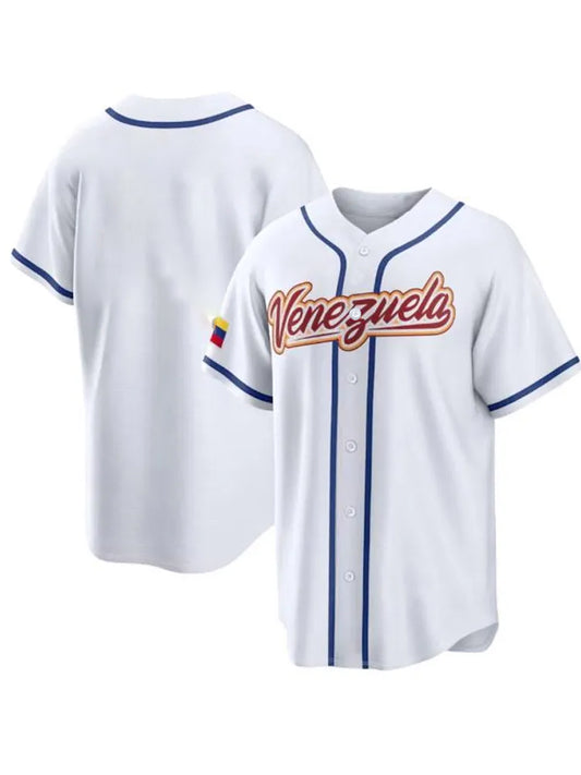 Camisa casual con estampado de béisbol de Venezuela para hombre