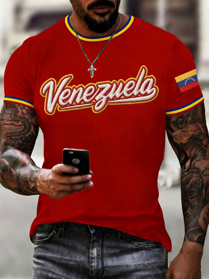 Camiseta de beisbol para hombre de Venezuela, estampada, de manga corta