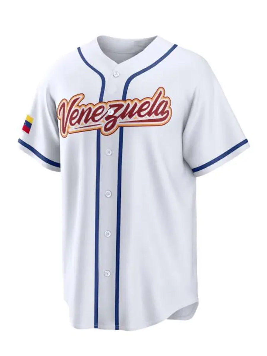 Camisa casual con estampado de béisbol de Venezuela para hombre