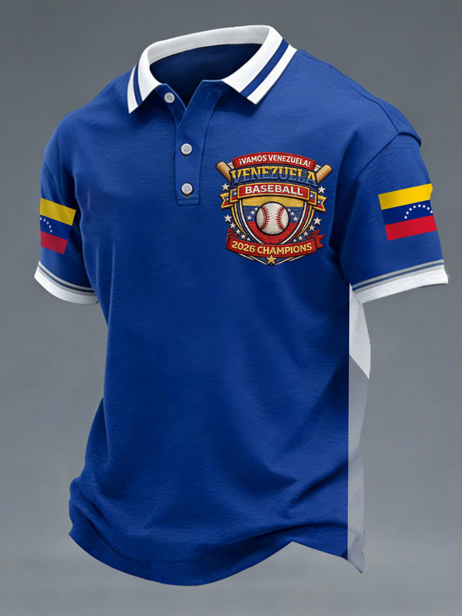 Hombres Celebrar Venezuela 2026 Campeones de Béisbol Imprimir Casual Polo