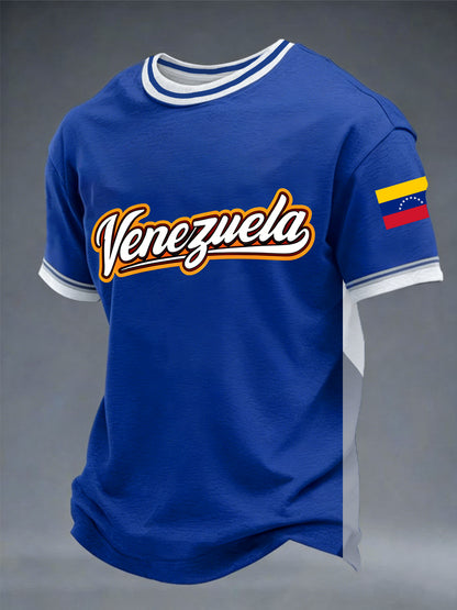 Camiseta casual con estampado de béisbol de Venezuela para hombre