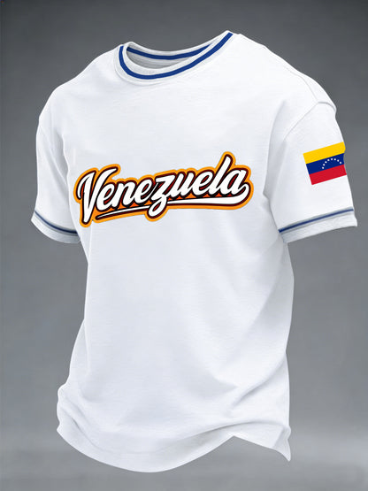 Camiseta casual con estampado de béisbol de Venezuela para hombre