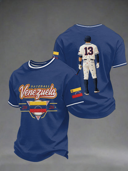 Camiseta de beisbol para hombre de Venezuela, estampada, de manga corta