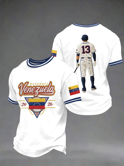Camiseta de beisbol para hombre de Venezuela, estampada, de manga corta