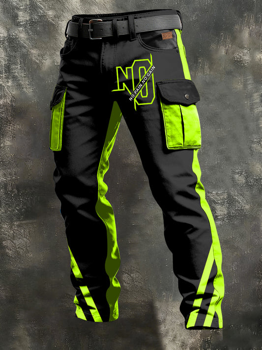 Retro de los hombres de vacaciones de negocios de arte de impresión Casual Workwear Pantalones