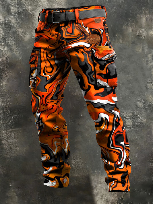 Hombres Vintage negocio camuflaje impresión Retro arte Casual Workwear Pantalones
