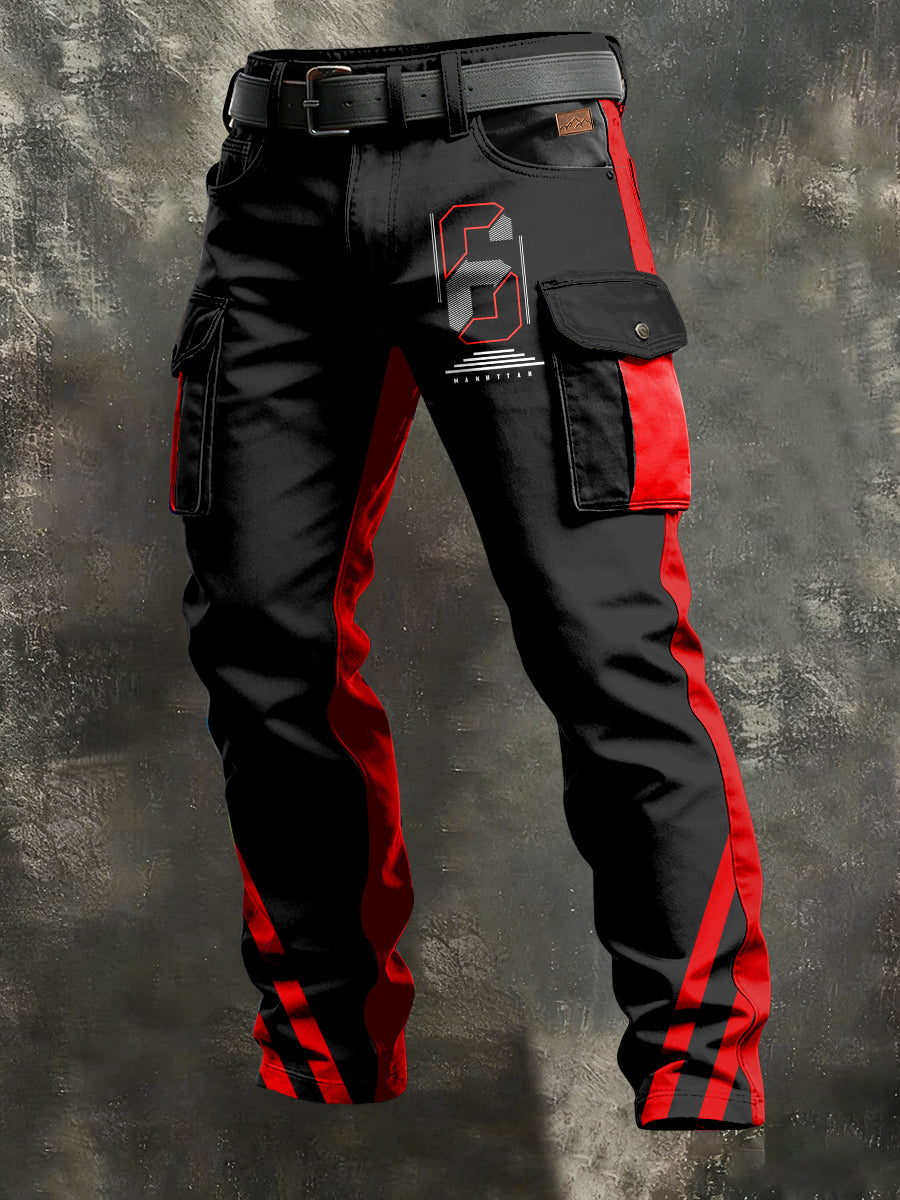 Retro de los hombres de vacaciones de negocios de arte de impresión Casual Workwear Pantalones