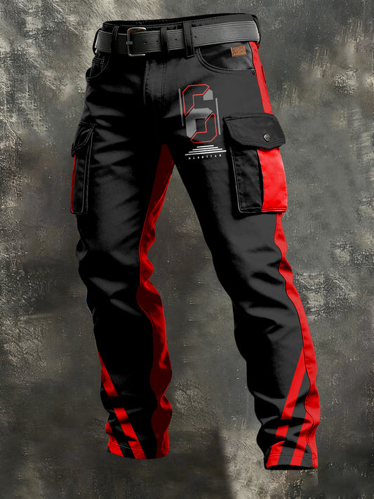 Retro de los hombres de vacaciones de negocios de arte de impresión Casual Workwear Pantalones