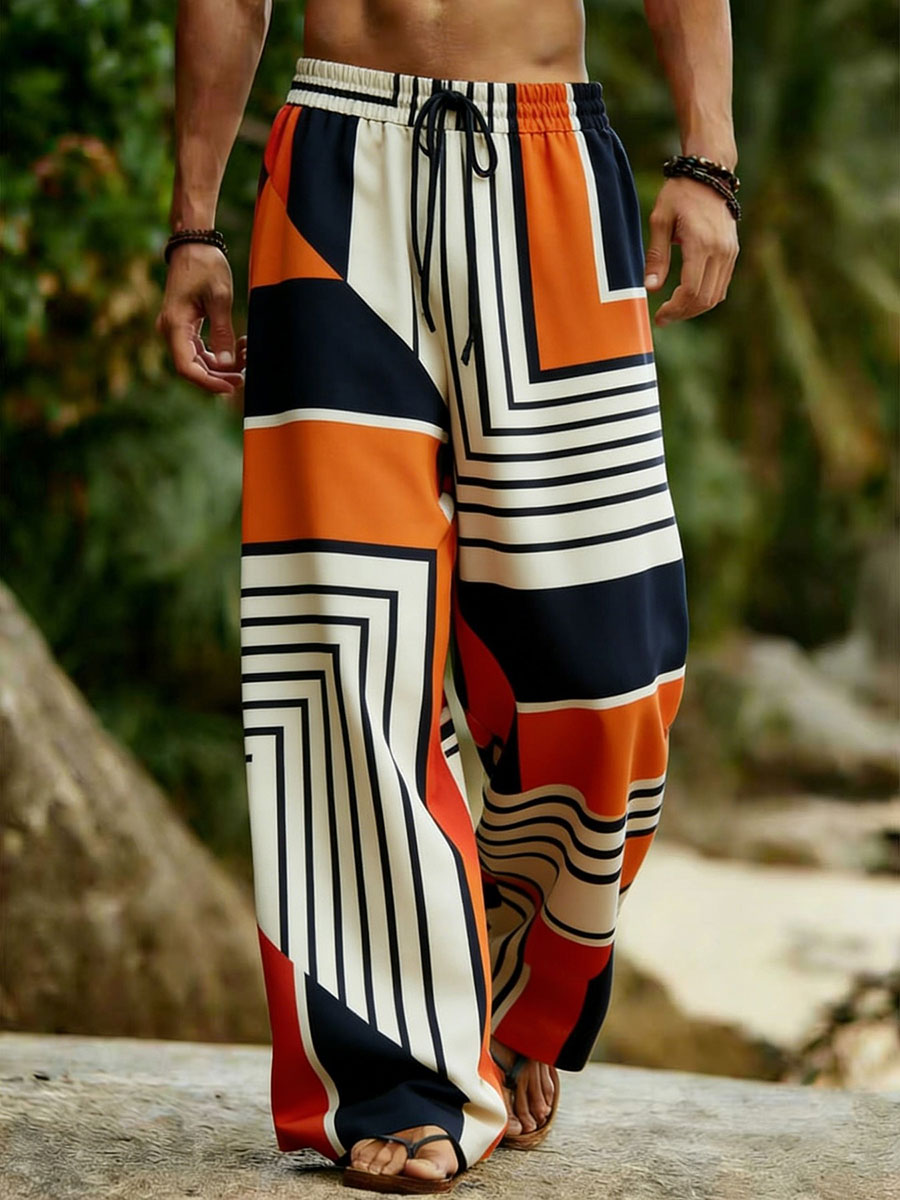 Men's Abstract Geometric Art Print Casual Pants