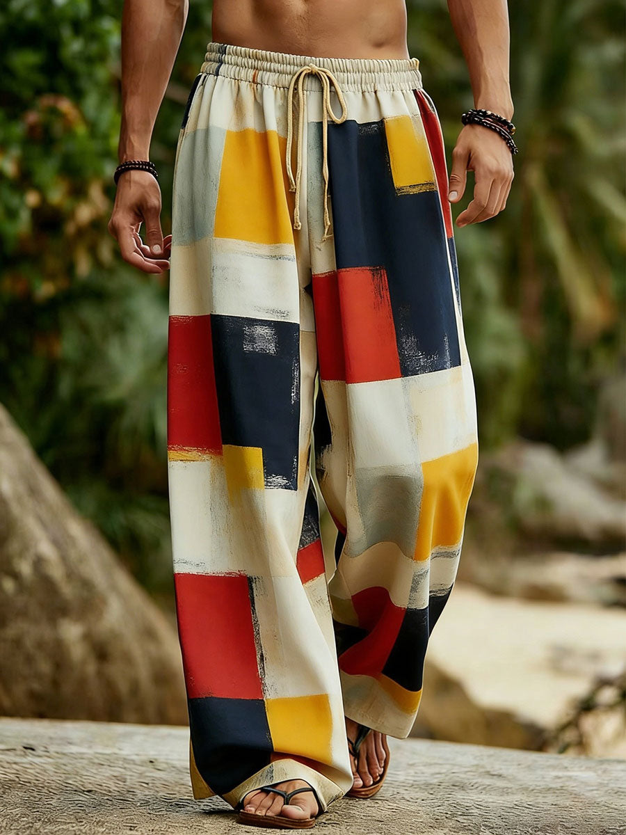 Men's Abstract Geometric Art Print Casual Pants