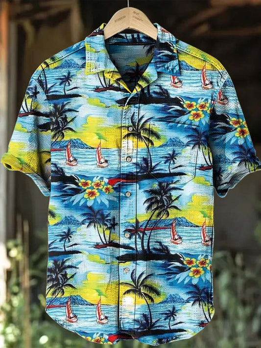 Camisa de manga corta casual con estampado de velero Coconut Grove