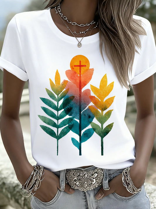 Camiseta estampada conmemorativa de la Semana Santa española para mujer