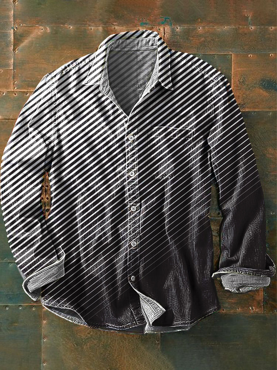 Camisa de manga larga casual con estampado de rayas