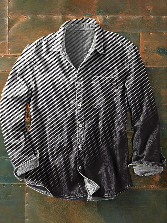 Camisa de manga larga casual con estampado de rayas