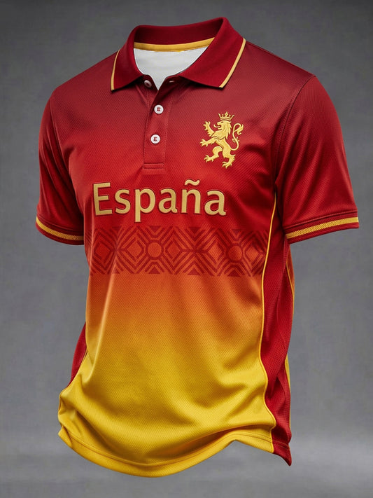 Camisa casual con estampado de amante de fútbol de España para hombre