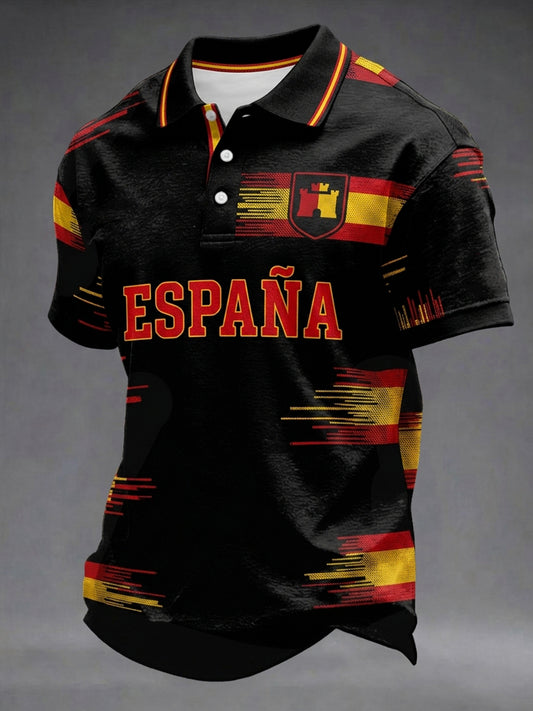 Camisa casual con estampado para amantes del fútbol español para hombre