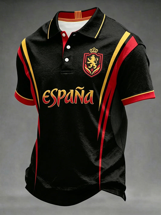 Camisa casual con estampado para amantes del fútbol español para hombre