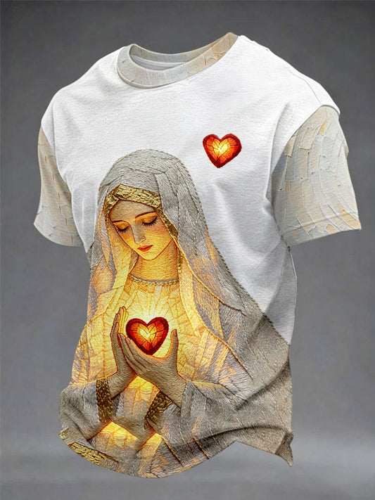 Camiseta casual con estampado de fe para hombre