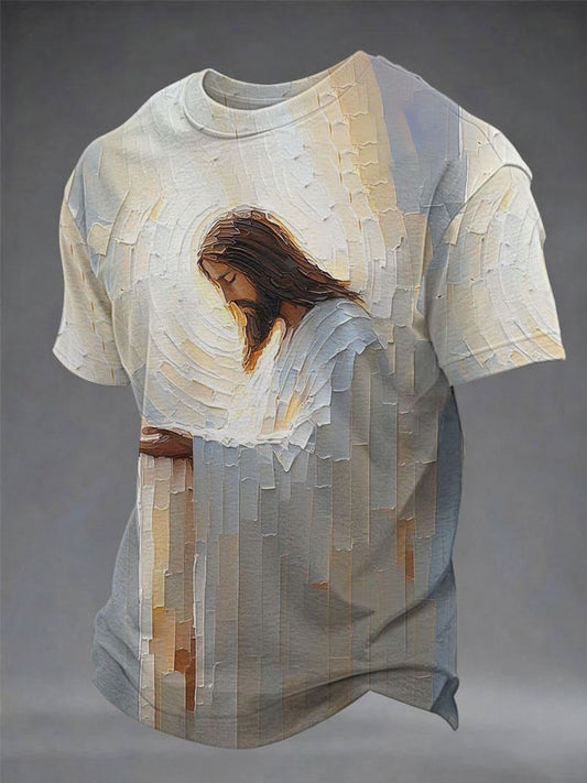 Camiseta casual con estampado de fe para hombre