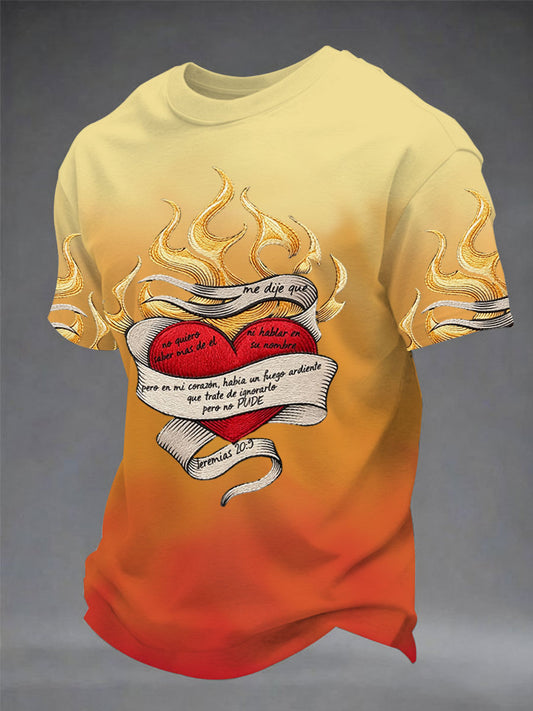 Camiseta casual con estampado de fe para hombre