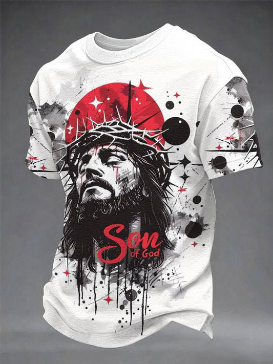 Camiseta casual con estampado de fe para hombre