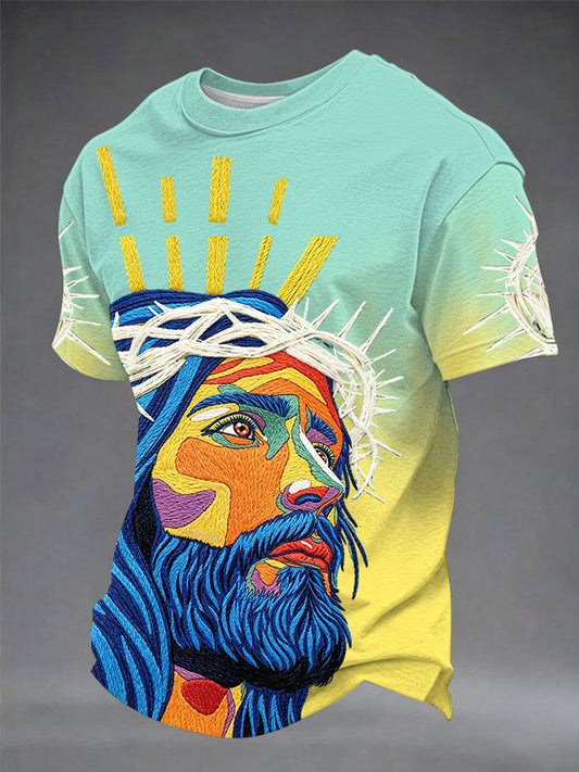 Camiseta casual con estampado de fe para hombre