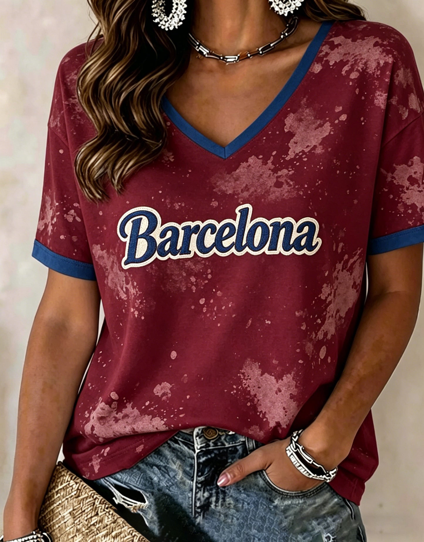 FC Barcelona Art Print Camiseta Mujer