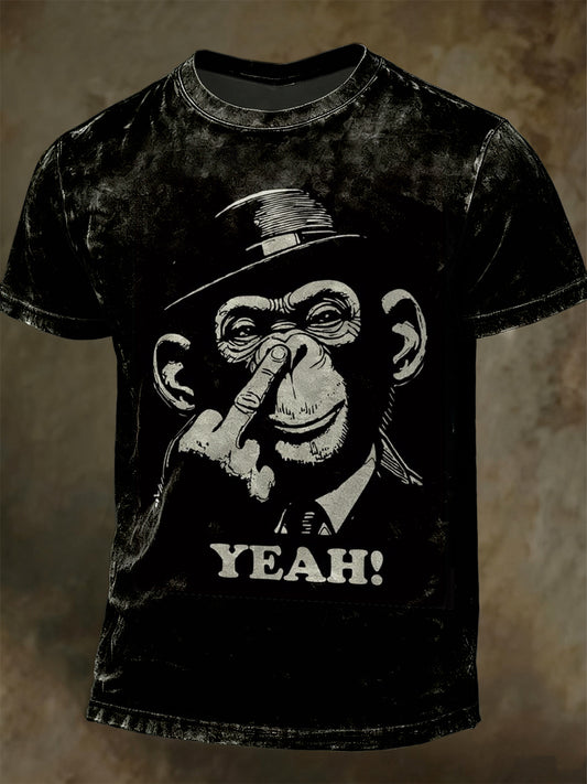Fun Gorilla Print Casual Camiseta de manga corta