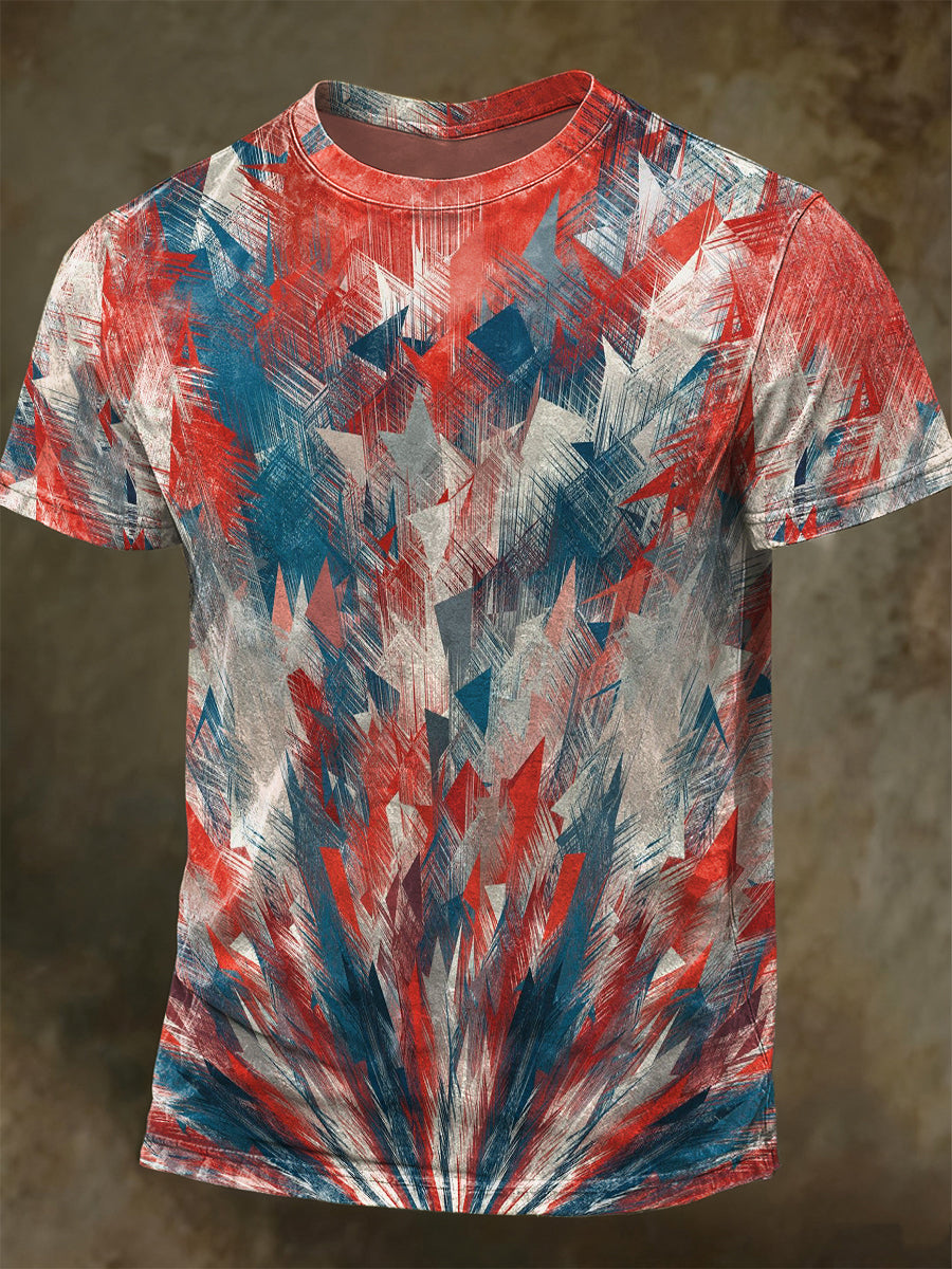 Camiseta de manga corta informal con estampado abstracto irregular