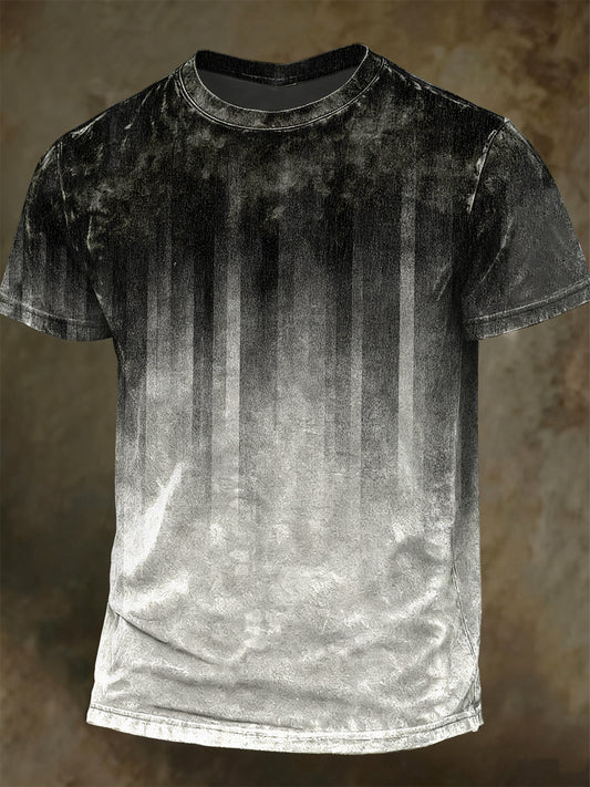 Camiseta de manga corta casual con estampado de rayas degradadas