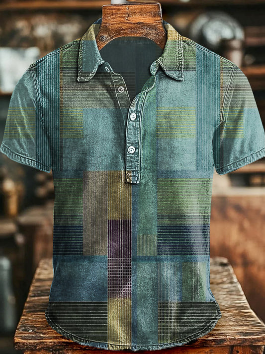 Camisa de manga corta casual con estampado a cuadros