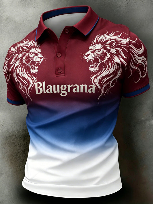 Camiseta polo con estampado artístico para animar en partidos de fútbol del Barcelona para hombre