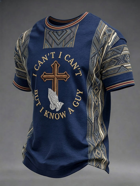 Camiseta estampada para hombres con el mensaje «I Can't But I Know A Guy»