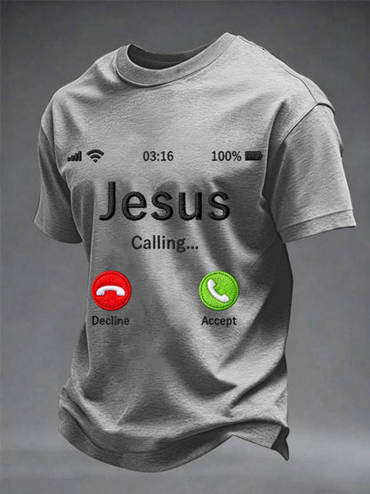 Hombre Funny Christian Jesus Calling Print Casual Tee