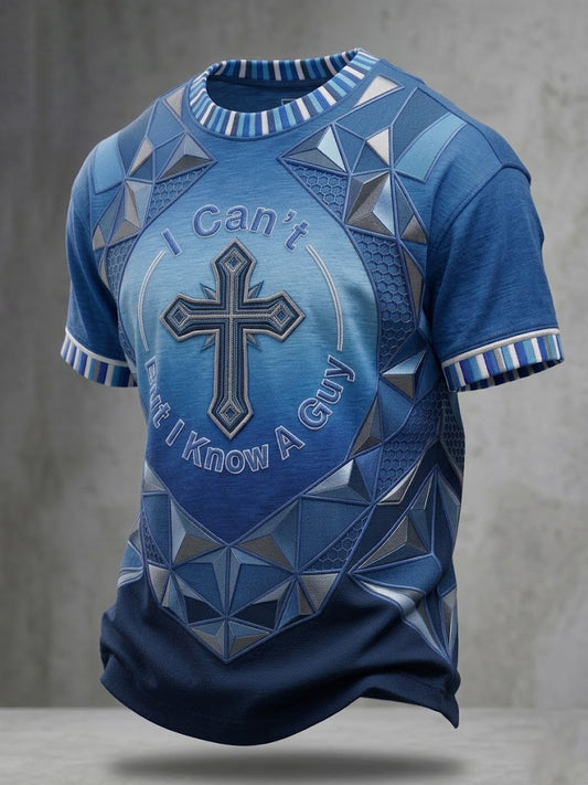 Camiseta estampada para hombres con el mensaje «I Can't But I Know A Guy»