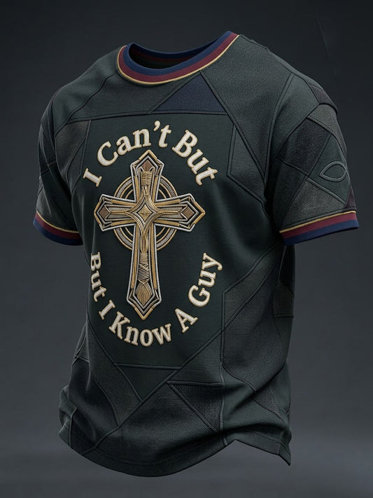 Camiseta estampada para hombres con el mensaje «I Can't But I Know A Guy»