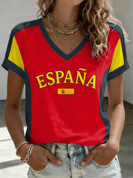 Camiseta estampada de fútbol español para mujer