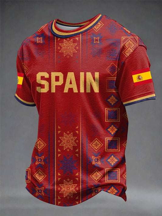 Camiseta estampada de fútbol español para hombre